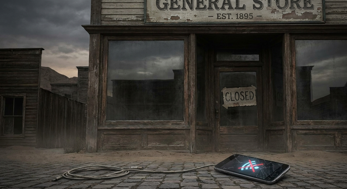Empty storefront representing missed online opportunities