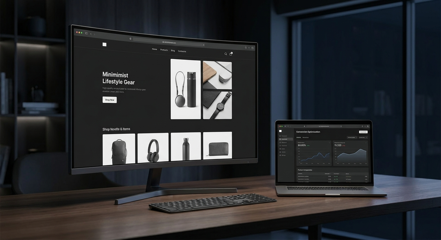 Professional website displayed on desktop and laptop screens